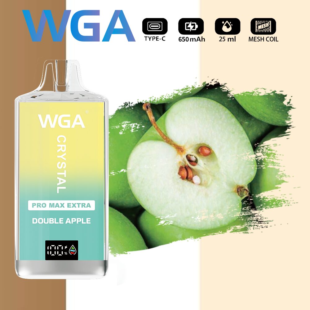 WGA Crystal Pro Max Extra 15000 15k Puffs Product LED Display Disposable Vape in wga 15000 double apple flavor