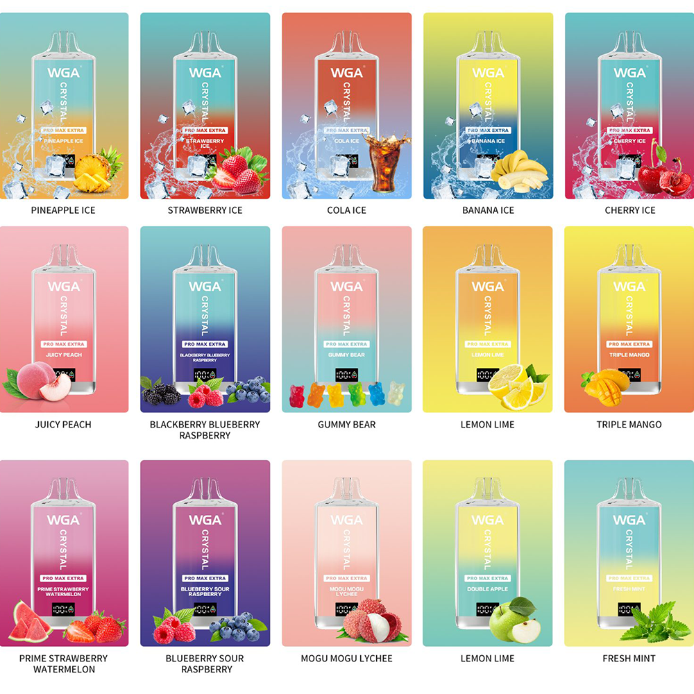 WGA Crystal Pro Max Extra 15000 15k Puffs Product LED Display Disposable Vape in wga 15000 gwa 15000 flavor