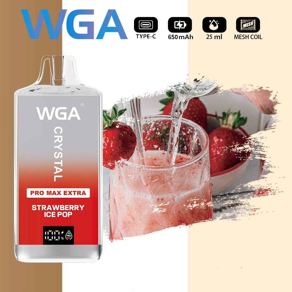 WGA Crystal Pro Max Extra 15000 15k Puffs Product LED Display Disposable Vape in wga 15000 strawberry ice flavor