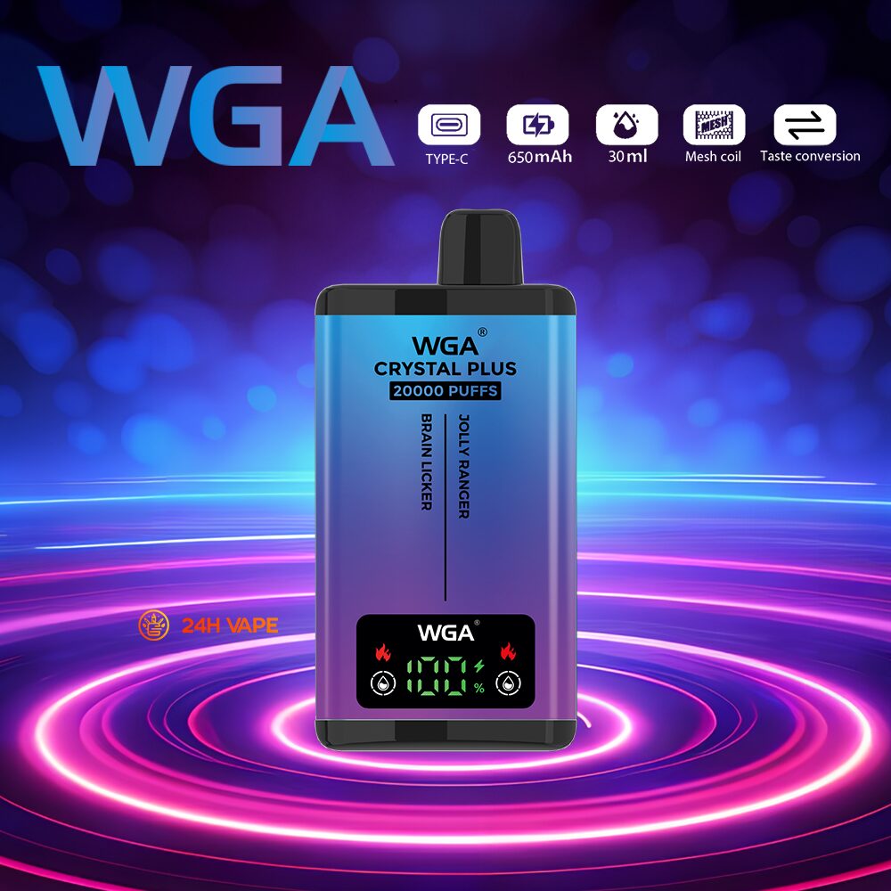 WGA Crystal Plus 20000 20K Puffs 5% Nicotine Double Taste LCD Display Disposable Vape in wga 20000 jolly ranger brain licker flavor