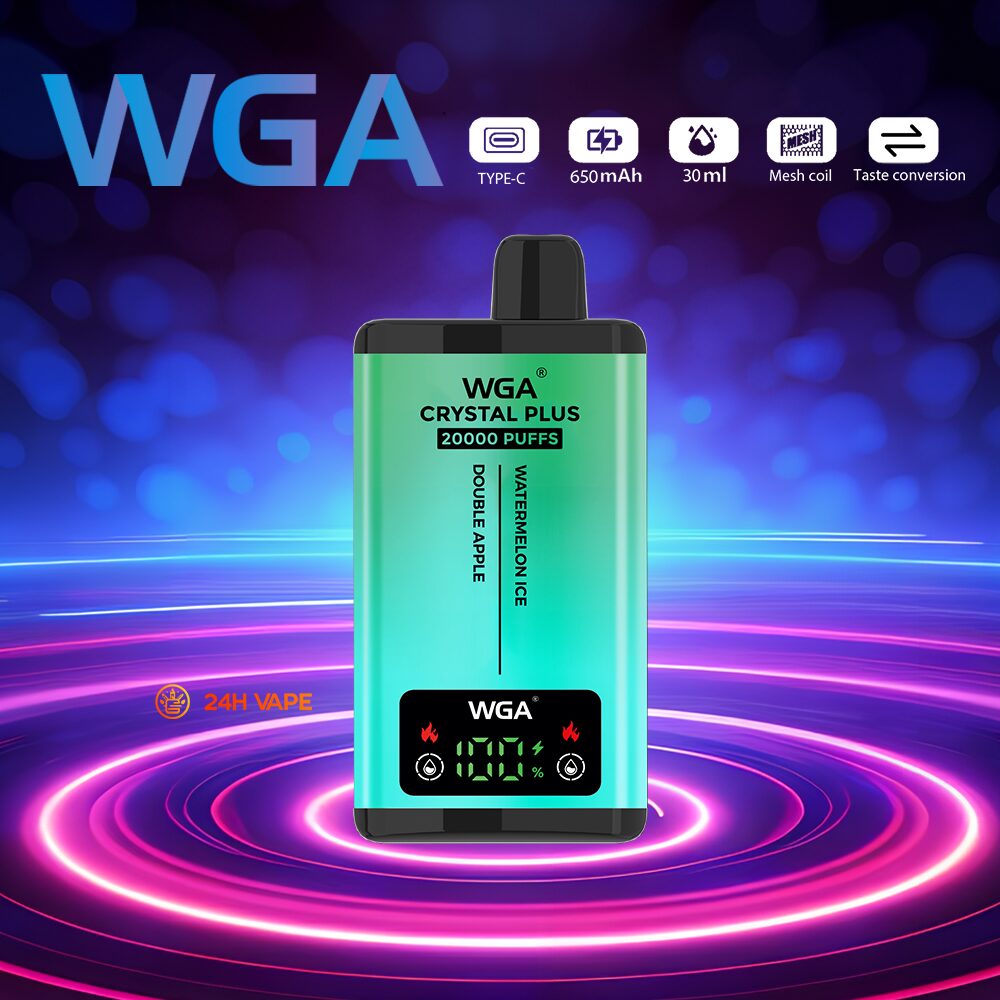 WGA Crystal Plus 20000 20K Puffs 5% Nicotine Double Taste LCD Display Disposable Vape in wga 20000 watermelon ice double apple flavor