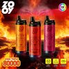 Imagen del producto: ZOOY King Triple 80000 (80 000 caladas), 3 sabores en 1, vaporizador desechable recargable con luz RGB