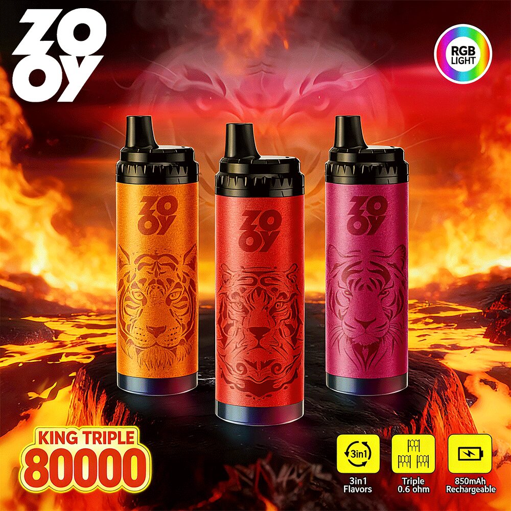 ZOOY King Triple 80000 80K Puffs 3 in 1 Flavors Rechargeable RGB Light Disposable Vape product image