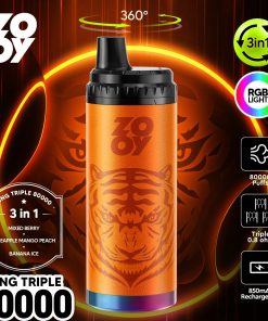 ZOOY King Triple 80000 80K Puffs 3 in 1 Flavors Rechargeable RGB Light Disposable Vape in Mixed Berry & Pineapple Mango Peach & Banana Ice flavor