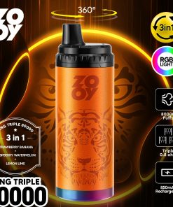 ZOOY King Triple 80000 80K Puffs 3 in 1 Flavors Rechargeable RGB Light Disposable Vape in Strawberry Banana & Raspberry Watermelon & Lemon Lime flavor