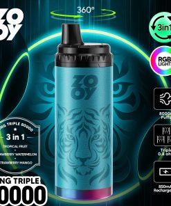 ZOOY King Triple 80000 80K Puffs 3 in 1 Flavors Rechargeable RGB Light Disposable Vape in Tropical Fruit & Strawberry Watermelon & Strawberry Mango flavor