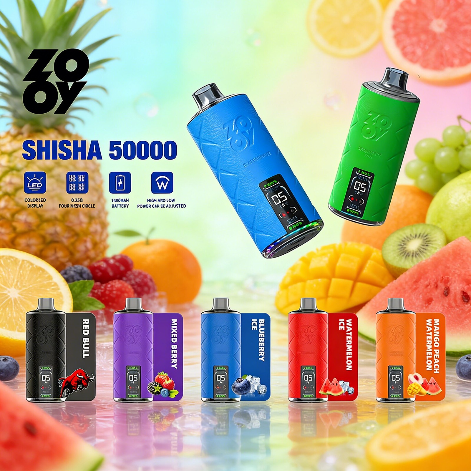ZOOY Shisha 50000 50K Puffs LED Display& LGB Light Disposable DTL product image