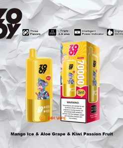 ZOOY Trlple 70000 70k Puffs 3 in 1 Flavors Rechargeable LCD Display Disposable Vape in Mango Ice & Aloe Grape & Kiwi Passion Fruit flavor