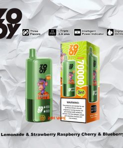ZOOY Trlple 70000 70k Puffs 3 in 1 Flavors Rechargeable LCD Display Disposable Vape in Pink Lemonade & Strawberry Raspberry Cherry & Blueberry Ice flavor