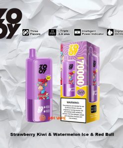 ZOOY Trlple 70000 70k Puffs 3 in 1 Flavors Rechargeable LCD Display Disposable Vape in Strawberry Kiwi & Watermelon Ice & Red Bull flavor