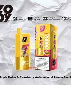 ZOOY Trlple 70000 70k Puffs 3 in 1 Flavors Rechargeable LCD Display Disposable Vape in Triple Melon & Strawberry Watermelon & Lemon Peach flavor
