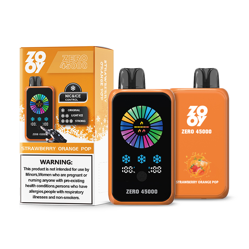 ZOOY ZERO 45000 45K Puffs Adjustable Nicotine LED Display Disposable Vape in Strawberry Orange Pop flavor