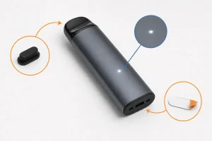 Generic first-use checks for a new disposable vape, including removable seals, airflow and indicator controls