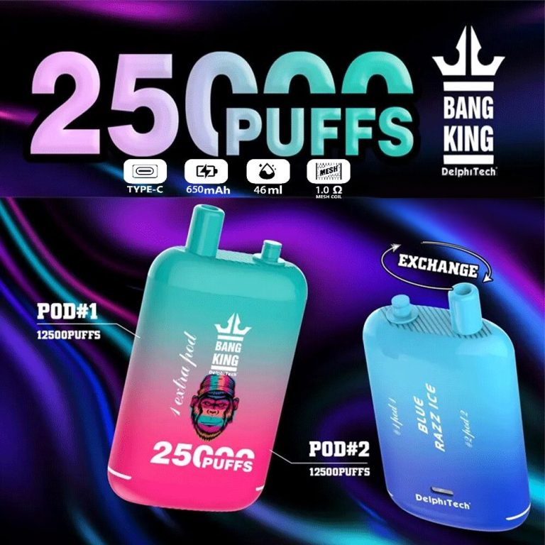 Bang King 25000 Puffs 0% 2% 3% 5% Nicotine Double Warehouser Disposable Vape Pod clean product image