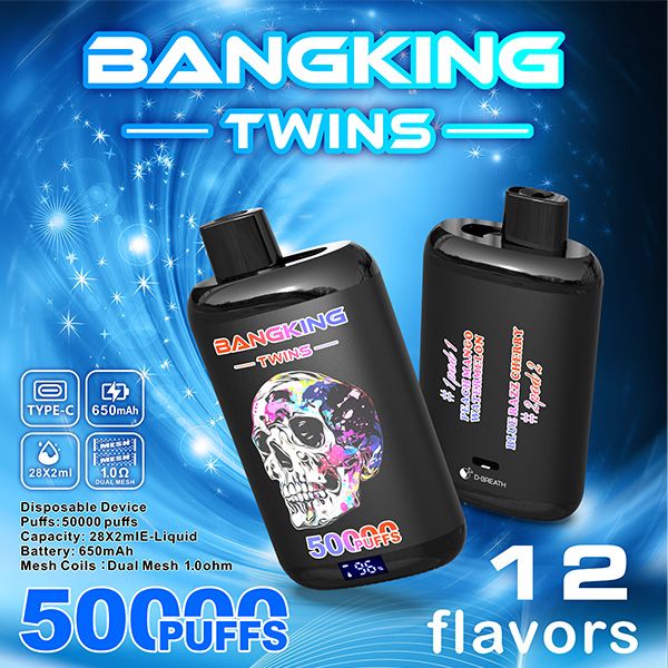 Bang King Twins 50000 50K Puffs 2% 3% 5% Nicotine Double Taste LED Display Disposable Vape clean product image